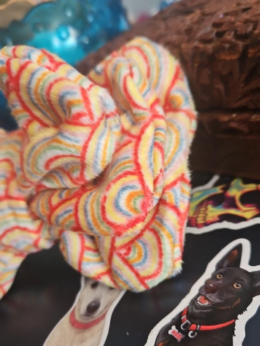 Hand Crafted Rainbow Pet Dog Collar Bow Tie Accessory NEW Gifted